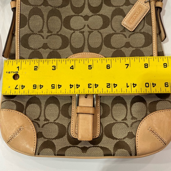Coach 6079 Signature Crossbody Bag Tan leather Trim - Picture 9 of 10